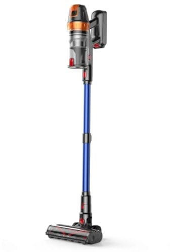 SMOTURE VAC03 Aspirateur Balai sans Fil 600W Moteur-45KPa Aspirateur sans Fil Puissant avec Batterie Détachable 60 Min (ECO), Mode Automatique Intelligent,Écran LED,Brosse Matelas et Support Mural