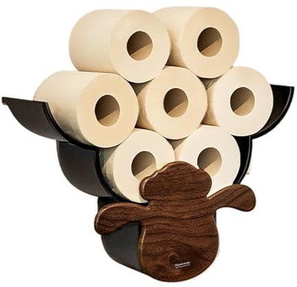 Sheep Toilet Roll Holder, Sheep Shaped Wall Mounted Paper Towel Rack, 16.54x10.43 inches Bathroom Tissue Storage Organizer Holds 12 Rolls for Kitchen, Vanity, Dorm Apartment Use