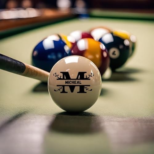 TPFOON Benutzerdefinierte Laser graviert Billard & Snooker Ball, benutzerdefinierte Monogramm Cue Ball, Geschenk für Papa, Vatertag, Weihnachten, Geburtstag Pool Spieler Geschenk