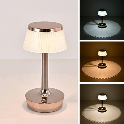 AoLa Lampe de Table LED Rechargeable sans Fil Touch Dimmable Lampe Champignon Lampe de Table USB Rechargeable Portable Lampe LED Lampe de Chevet avec Abat-Jour Acrylique Mushroom Veilleuse,Rose Gold