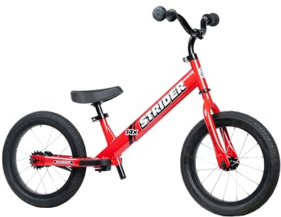 Strider 14x Classic, Rocket Red - Balance Bike for Kids 3 to 6 Years - Includes Custom Grips, Padded Seat, Performance Footrest & All-Purpose Tires - Easy Assembly & Adjustments