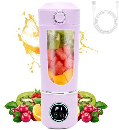 Mixeur Portable pour Shakes et Smoothies, 700 ML Mini Blender avec 12 Lames, Mixeur Smoothie avec Couvercle de Voyage, Blender Smoothie Rechargeable pour Cuisine, Salle de Sport, Bureau (Violet)