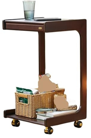 EnxJire Beistelltisch Trolley-Rad Universal TableTrolley Tisch-Aufbewahrungsgestell(Brown1)