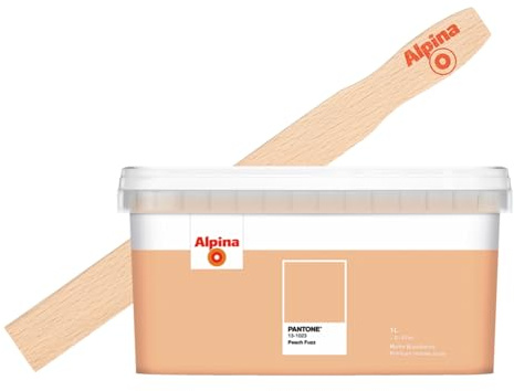 Alpina PANTONE Peach Fuzz – Wandfarbe – inkl. gratis Rührholz – 1 Liter