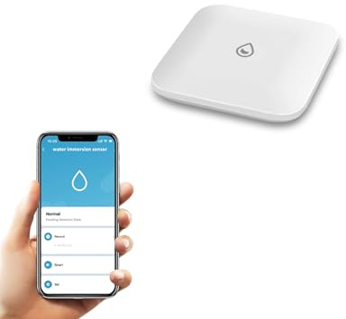 Smart Wassermelder mit Batterie, Intelligenter Wassermelder mit App-Warnungen (nur 2,4 GHz), wasserdicht nach IP66, Funk-Wassersensor-Alarm für Küche, Badezimmer, Keller (erfordert Gateway-Verbindung)