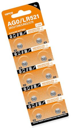 Rxgiasup 10 pilas de botón AG0 1,55 V SR521SW LR521 SR521 SR521 AG521 S521E 521 A pilas de botón de repuesto para reloj de dispositivos electrónicos
