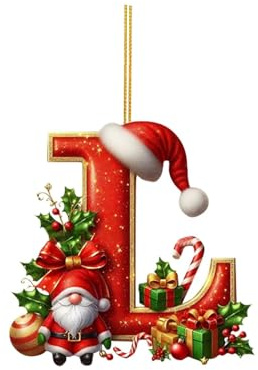 26 Weihnachtsbuchstaben Ornamente A bis Z zum Aufhängen, Buchstabe Weihnachtsbaum Hängende Acryl Weihnachtsbuchstaben Anhänger, Weihnachtsschmuck Christbaumschmuck (L, 8cm)