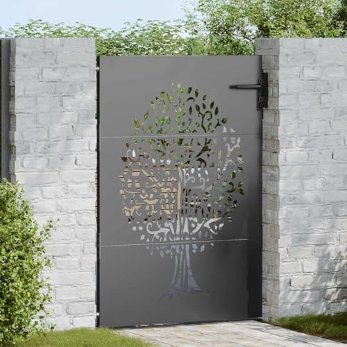 Générique Porte de Jardin, Portail de Jardin 85x75 cm Design Arbre en Acier Corten,Quincaillerie,Clôtures & barrières,Portillons,Noir,15.35 KG,42015861