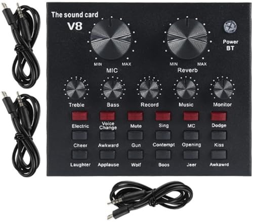Tofficu Carte Son Externe USB Microphone à Condensateur 800, Table de Mixage Audio Professionnelle, Mixeur Audio Mobile Compatible Smartphone et PC pour Streaming en Direct et Podcast