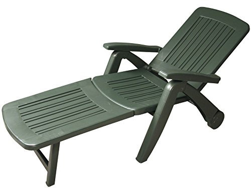 Bica Cancun Lettino con Ruote, in Resina, Verde