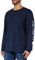 Carhartt Men's Relaxed Fit Heavyweight Long-Sleeve Logo Sleeve Graphic T-Shirt, Navy, M