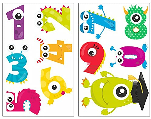 Samunshi® 11x Wandtattoo Zahlen Monster Set Wandbilder Kinderzimmer Deko Junge Wandtattoo Kinderzimmer Mädchen Wandsticker Kinderzimmer 2x 21x34cm