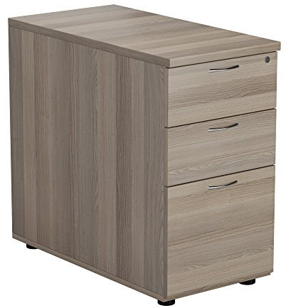 Office Hippo Heavy Duty Pedestal Filing Cabinet, File Cabinet, Office Cabinet, Lockable Filing Cabinet Office Storage, A4/Foolscap - Grey Oak, 3 Drawer