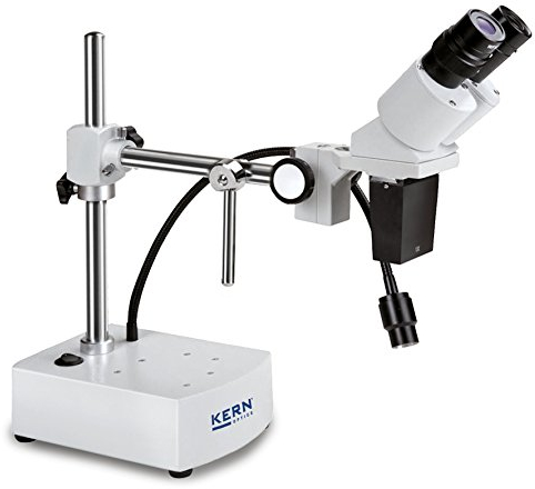 KERN Optics Vordefiniertes Stereomikroskop-Set mit Schwenkarm und integrierter Schwanenhalsbeleuchtung, Binocular Tubus, 10x Wägebereich, 3W LED, Reflecting