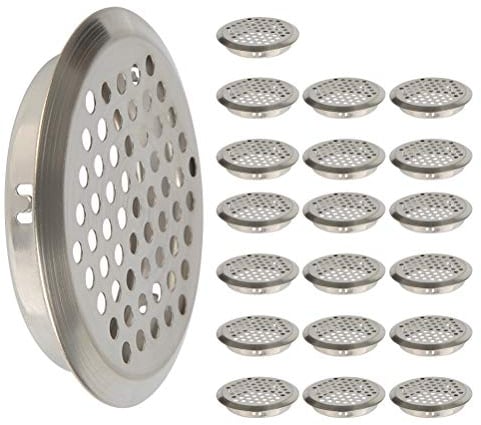 FOCCTS 20PCS Rejilla Ventilacion Redonda,Rejilla de Ventilación de Acero Inoxidable,Malla Agujero Redondo,para Baño Cocina para Gabinete, Guardarropa, Gabinete del Zapato(Ø2.125 pulgadas)