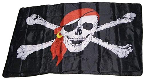 R&F srls Bandiera Pirati Bandana Rossa Tessuto Misura Standard 90 X 150 cm
