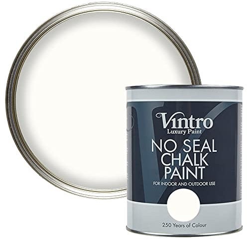 Vintro | No Seal Chalk Paint | Off-White | Interior & Exterior Use | Furniture | Walls | Wood | Metal | 1 Litre (Pearl)