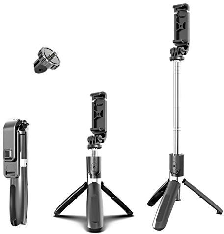 Palo selfie telescópico extensible para la toma de fotografía, soporte plegable portátil para trípode, selfie, palo selfie con mando a distancia Bluetooth