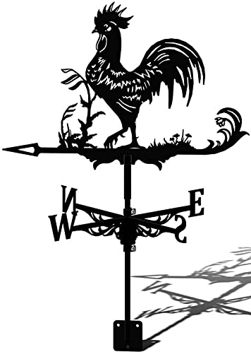 Wetterhahn Fürs Dach Retro,Wetterhahn Metall Für Garten,Windrichtungsanzeiger Garten Mit Stab,3D Wetterhahn Hahn Form Dekoration,Für Garten Hinterhof Terrasse Hof Dach Ornament 1,86 * 35cm
