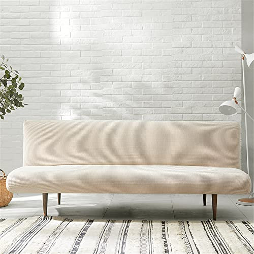 Hiseng Sofabezug 3 Sitzer Ohne Armlehne, Moderner Druck Clic Clac Sofahusse Stretch Schutzhülle Protector Bettcouch Schonbezug Couch überzug Sofabettüberzug (L:180-200cm,Creme Farben)