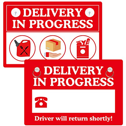2 Stück Lieferung in Fortschritt Schild für Lieferung Fahrer temporäres Parken 15,2 x 22,9 cm PVC Liefertipps Lieferung Fahrer Schild Lieferung Fahrer Auto Schild PVC Panel Schild mit Saugnapf