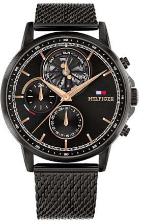 Tommy Hilfiger Montre Analogique Multifunction à Quartz pour Homme avec Bracelet en Acier Inoxydable avec Bracelet en Acier Inoxydable - 1710610
