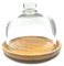 Base de madera de 6 pulgadas con cúpula de cristal, cubierta de tarro de campana de vidrio transparente para postre, queso, dulces, plantas suculentas