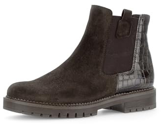 Gabor Damen Chelsea Boots, Frauen Stiefeletten,halbstiefel,Kurzstiefel,uebergangsschuhe,uebergangsstiefel,flach,ENGL.Brown (Micro),43 EU / 9 UK