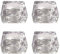 Lot de 4 photophores en verre transparent - Différentes formes - Convient pour bougies chauffe-plat de 4 cm de diamètre (carré)