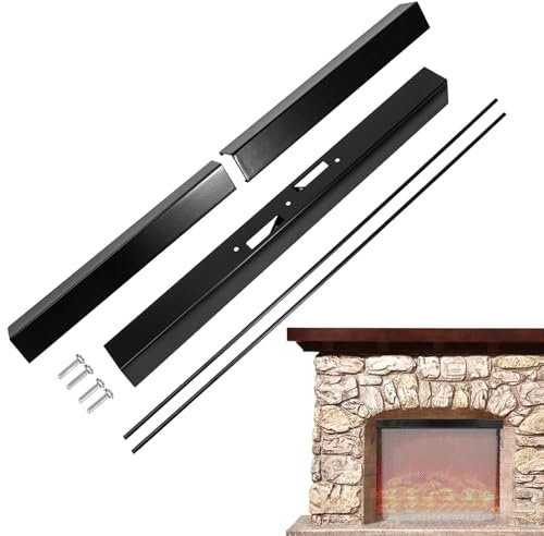 Fireplace Mesh Valance Set, Fireplace Screen Rod Kit - Adjustable Metal Fireplace Trim Set, Fireplace Accessories for Living Room, Farmhouse, Apartment, Sal