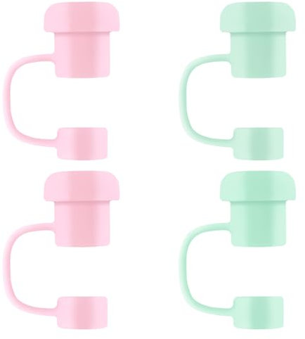 LICQIC Straw Covers, Soft Silicone Straw Covers, Dust-Proof and Leak-Proof Reusable Drinking Straw Tips Lids for 0.4in/10mm Soft Silicone Straw Covers (4 Pcs)