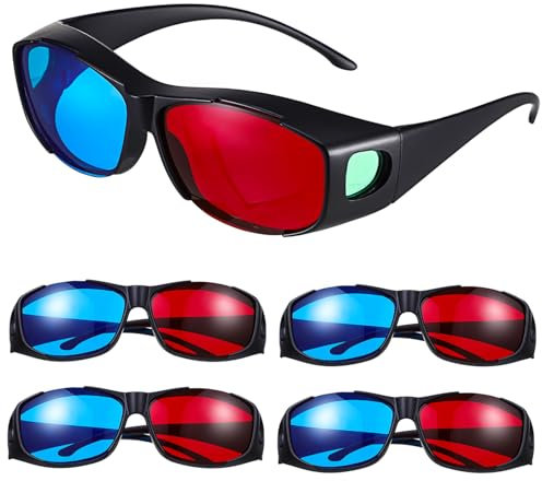PHENOFICE 3D Brille für Brillenträger Anaglyphenbrille Rot Blau für Kino und Spiele mit Kunststoffrahmen und Realistischem 3D Effekt ohne Batterien