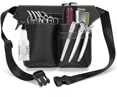 Vyanveo Friseur Werkzeugtasche PU Leder Friseurtasche Werkzeugtasche Gürteltasche Barber Tragbare Friseur Tasche mit Gürtel für Friseurscheren Scheren Kämme Friseurwerkzeuge (Schwarz)