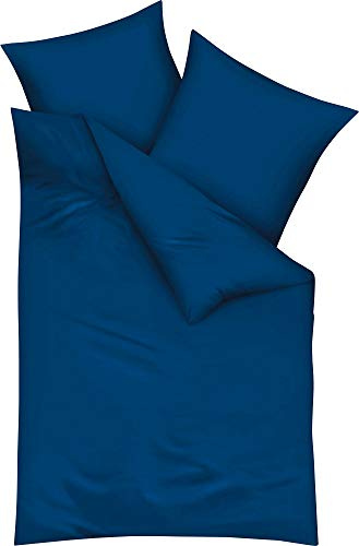Kaeppel Mako-Satin-Bettwäsche unifarben, 2tlg. mit Reißverschluss Marine, 80X80/155X220 cm