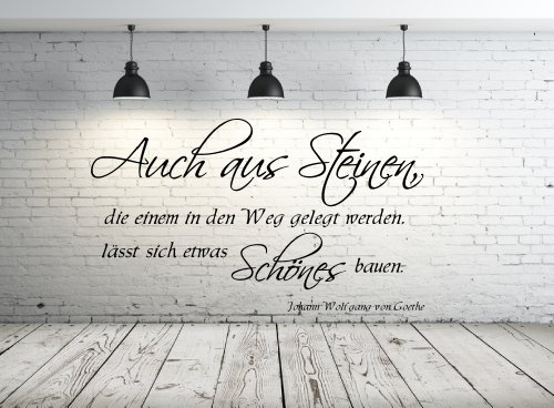 Blumenauto Wandtattoo 68070-58x34 cm~ Zitat: Goethe, Auch aus Steinen, die einem in den Weg gelegt Werden ~ Wandaufkleber Aufkleber für die Wand, Tapetensticker aus Markenfolie, 32 Farben wählbar