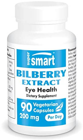Bilberry Extract - Extrait de Myrtille - Santé des yeux - Standardisé à 25% d'Anthocyanosides - Contribue à la Santé Vasculaire - Antioxydant - Vegan - Sans Gluten - SuperSmart