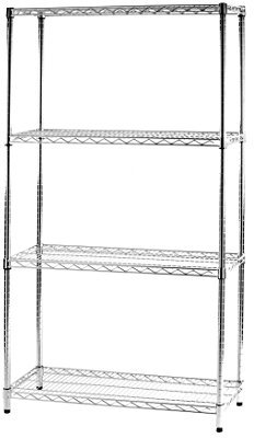 Archimede Sistema Componibile, Scaffale Quattro Ripiani, Grigio (Cromato), 91 x 36 x 168 cm