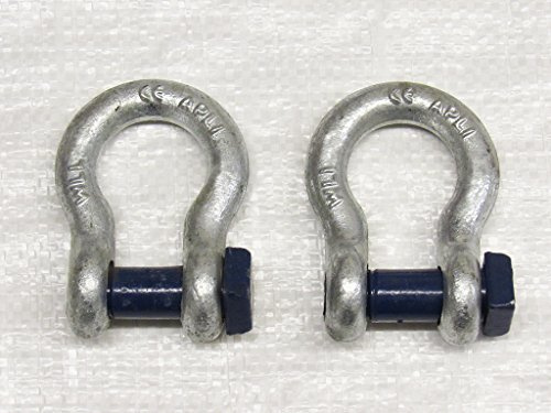 X2 2 Ton 13MM Galvanised Bow Shackles with Square Head 16MM Screw Pin