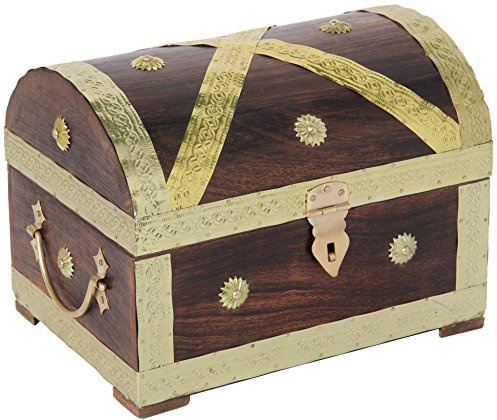 Bartl Holztruhe Schatztruhe Piratenkiste aus Massivholz mit goldfarbigen Beschlag, 28 cm breit, Art.-Nr. 111439