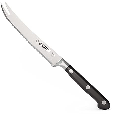Giesser seit 1776 - Made in Germany - Tomatenmesser geschmiedet mit Zinken Skyline black, 13 cm, genietet, schwarz, spülmaschinengeeignet, rostfrei