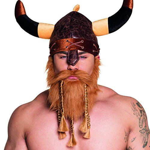 NET TOYS Wikinger Bart Krieger Vollbart mit Zöpfen blond Zwergenbart Fakebart Barbar