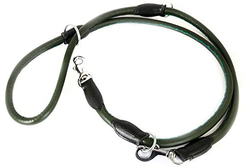 MONKIMAU Hundeleine Führleine für Hunde aus echt Leder verstellbar
