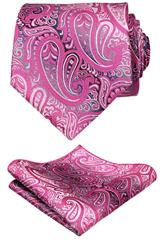 Alizeal, Krawatte mit Einstecktuch, Gradient Paisleymuster, UK143-Pink, Mehrfarbig, UK143-Pink