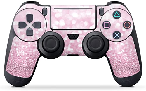 DeinDesign Skin kompatibel mit Sony Playstation 4 Slim Controller Folie Sticker pink Glitzer Look Glanz