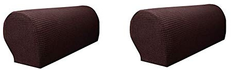 JLMMSS Pack of 2, Stretch Spandex Waterproof Armrest Cover Anti-slip Sofa Couch Handrail gloves Slipcover Stretchy Armrest Cover Armchairs Sofa Arm Covers Furniture Arm Protector (dark brown(a pair))