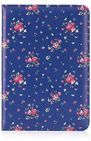 32nd Floreale Series - Custodia Folio in Pelle PU con Disegno Floreale per Apple iPad Mini 5 (2019), Case Realizzato in Pelle Sintetica con Supporto Integrato - Vintage Rosa Blu