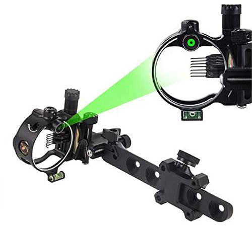 Bogen Visier 5 Pin / 7 Pin Bogenvisier Retina Micro Einstellbar Jagdvisier mit Bogen Viesier Licht Aluminiumlegierung Zielvorrichtung Compoundbogen Anblick Bogensport Zubehör (DB9270 Schwarz(7 pin))