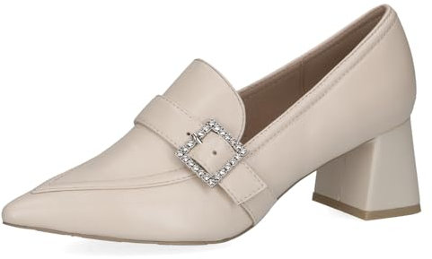 CAPRICE Damen Pumps aus Leder mit Glitzerschnalle, Cremefarben (Cream Perlato), 40 EU