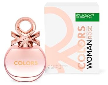 Benetton - Rose from United Colors, Eau de Toilette for Women - Long Lasting - Sensual, Young and Femenine Fragance - Floral and Woody Notes - Ideal for Day Wear - 50 ml