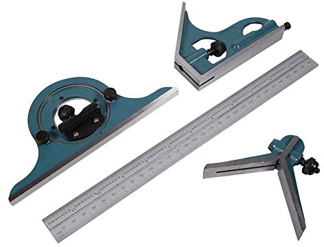 Edelstahl Kombinationswinkel 300mm Lineal + 180º Winkelmesser + Scriber + Umkehrbare Schloßbolzen, Geeignet zum Messen, Markieren, Auslegen